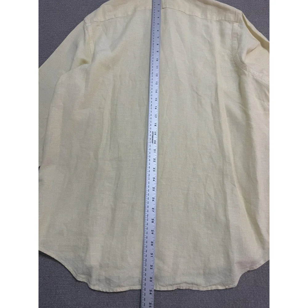 Banana Republic Shirt Mens‎ XL Yellow Linen Button Down Long Sleeve Collared
